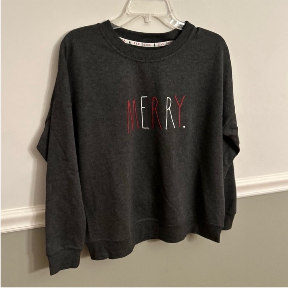 Women’s Rae Dunn Charcoal Grey Sweatshirt with Ankle Socks Size Small - Picture 3 of 11
